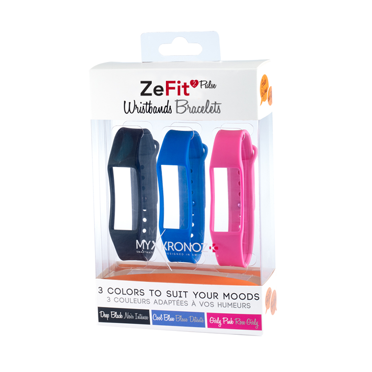 ZeFit2Pulse Armbänder x3 - Tragen Sie jeden Tag eine andere Farbe - MyKronoz