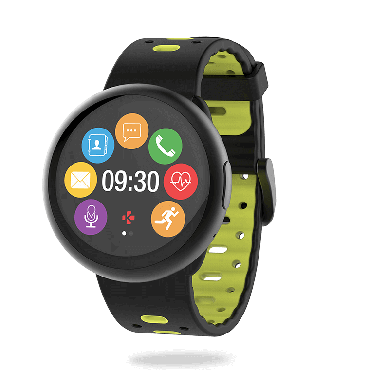 Stylish color touchscreen smartwatch with heart rate monitoring built in microphone and speaker ZeRound2HR Premium MyKronoz