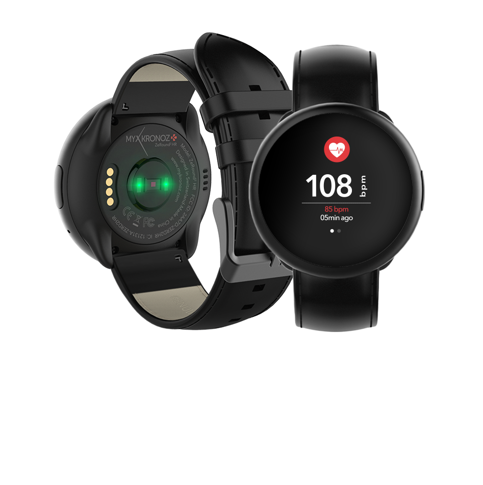 Stylish color touchscreen smartwatch with heart-rate monitoring 